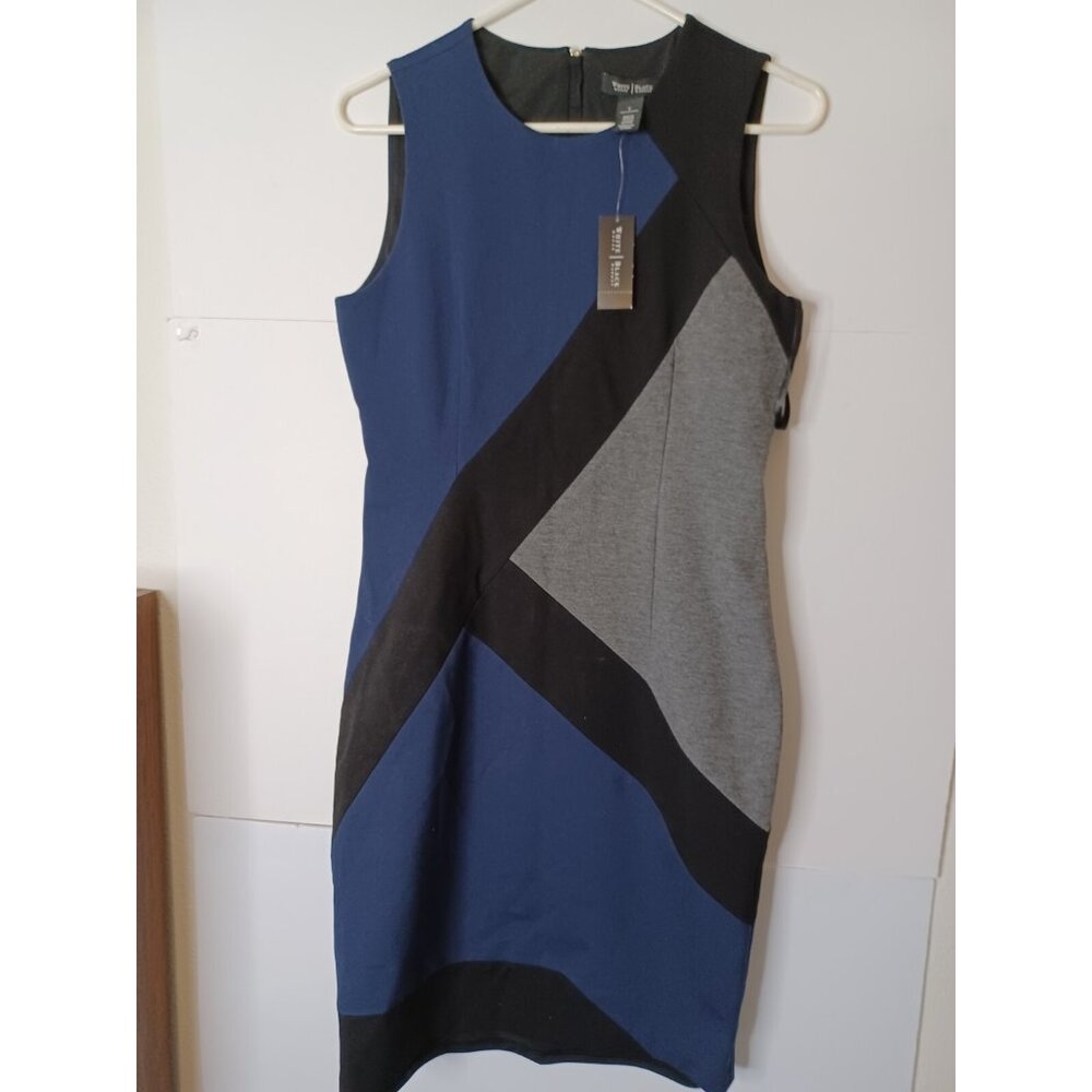 White House Black Market Sleeveless Sheath Dress 6 Black Blue Gr Style 570167224 - Picture 7 of 8